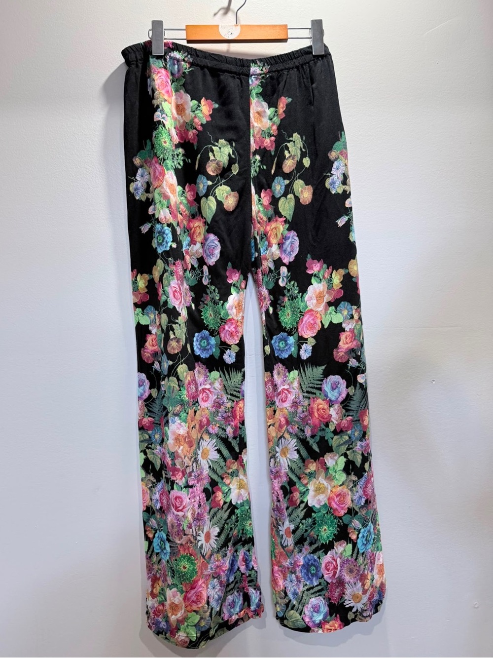 Handmade Floral Wide Leg Pants | One-of-a-Kind Artisan Piece - Picture 3 of 3